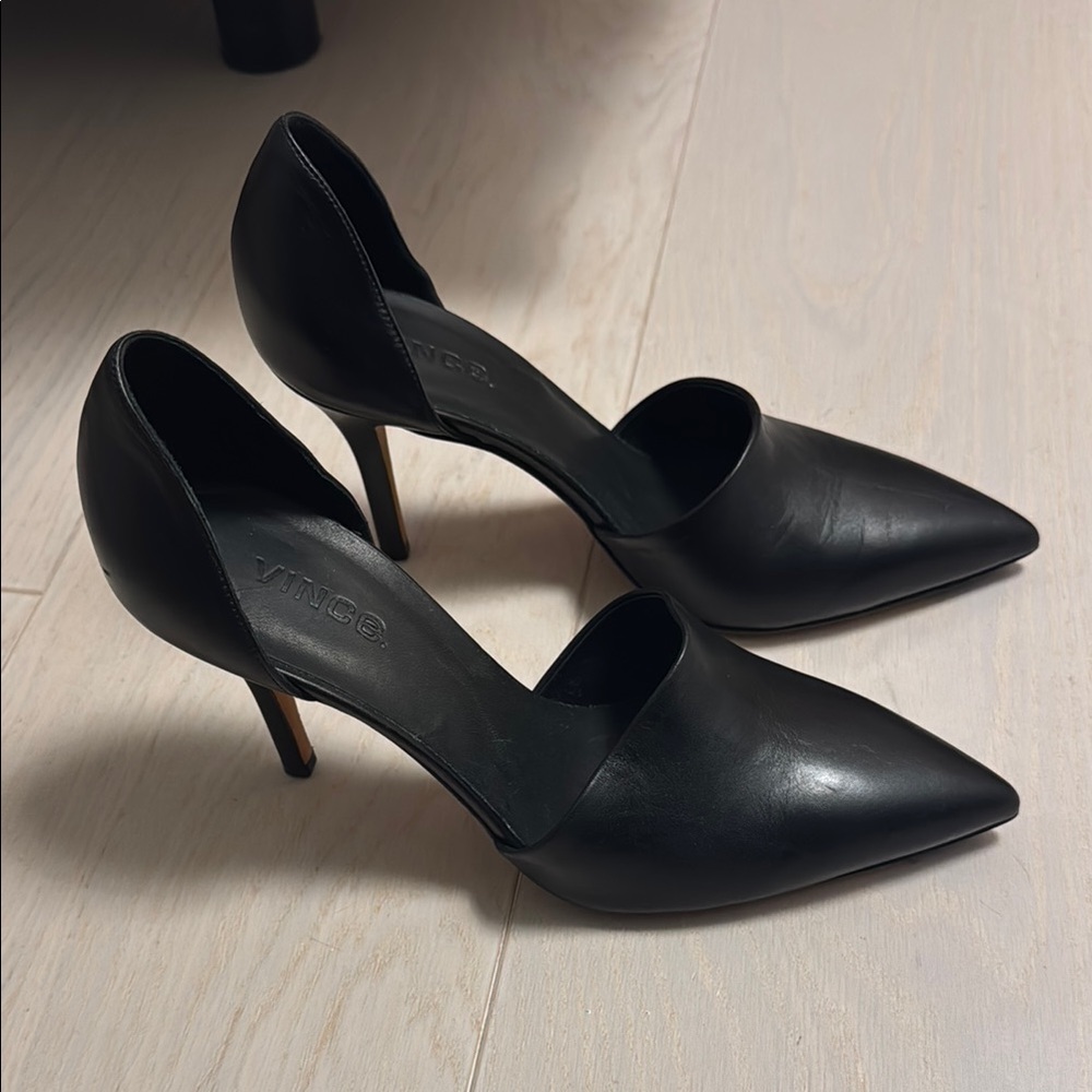 Vince Black Leather Pumps